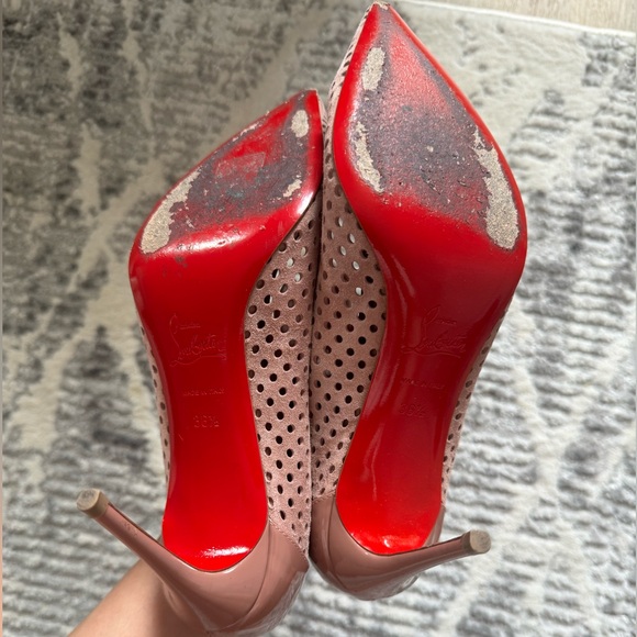 Christian Louboutin Perforated Tan Heels - Picture 5 of 14